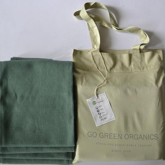 GO GREEN ORGANICS, Waffle Hand Towels Pack of 4, 20X29 INCHES, 100% Natural Organic Cotton GOTS Certified (Forest Green) Super ABSORBANT & Quick Dry, NO SOFTENERS, ENVIRNMENT Friendly