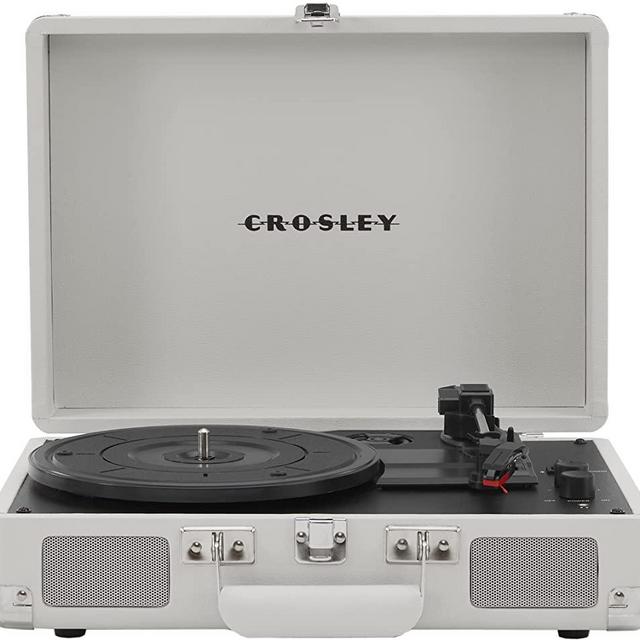 Crosley CR8005F-WS Cruiser Plus Vintage 3-Speed Bluetooth in/Out Suitcase Turntable, White Sand