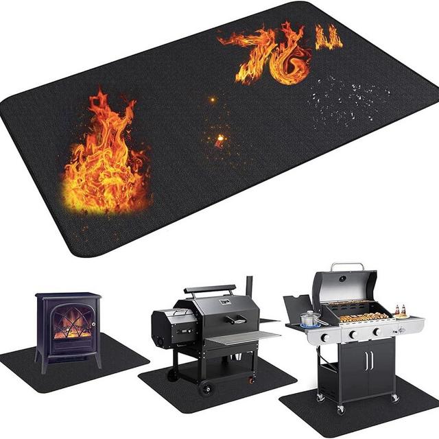 UBeesize Large 76x48 inches Under Grill Mat for Outdoor Grill,Double-Sided Fireproof Grill Pad for Fire Pit,Indoor Fireplace Mat Fire Pit Mat,Oil-Proof Waterproof BBQ Protector for Deck and Patio
