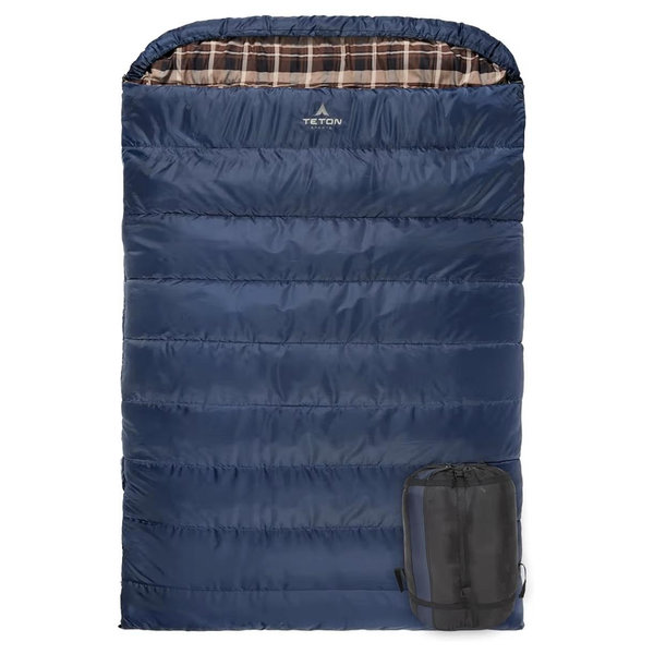 Teton Mammoth Queen Size Double Sleeping Bag- A Warm Bag The Whole Family can Enjoy – Great for Camping, Hunting and Base Camp. Compression Sack Included