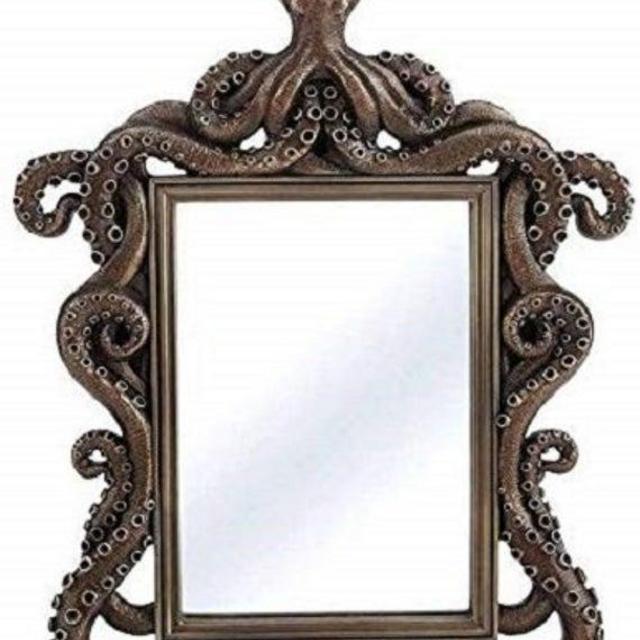 14.5 Inch Steampunk Octopus Mirror Gothic Kraken Statue Sculpture Animal