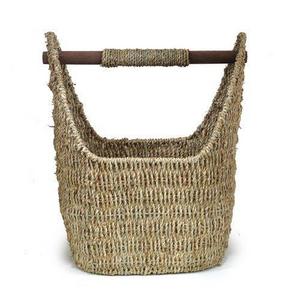 The Lucky Clover Trading Seagrass Decorative Basket with Wood Handle
