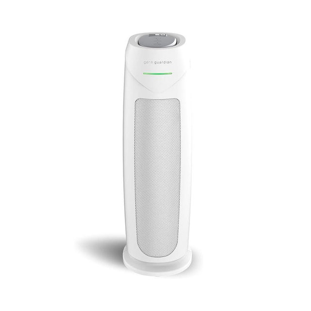 GermGuardian Air Purifier for Home, for Wildfire Smoke, Pets, Pollen, Odor, Mold Spores, Large Rooms Up to 743 Sq. Ft., with HEPA Pure Air Filter, UV-C Light, Air Quality Sensor, 22", AC4880W, White