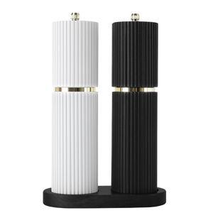 Wooden Salt and Pepper Grinder Set with Gold Accents, Refillable Salt and Pepper grinder with adjustable Coarseness, Pepper Mill Manual,Salt and Pepper Shakers With Tray-Ideal for Gifting