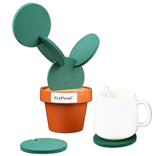 TriProC Original Coasters Set of 6 Pieces With Creative Cactus Shaped Design For Holiday Gift & Home Decoration