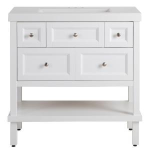 Ashland 37 in. W x 37 in. H x 19 in. D Bathroom Vanity in White with Vanity Top in White with White Sink