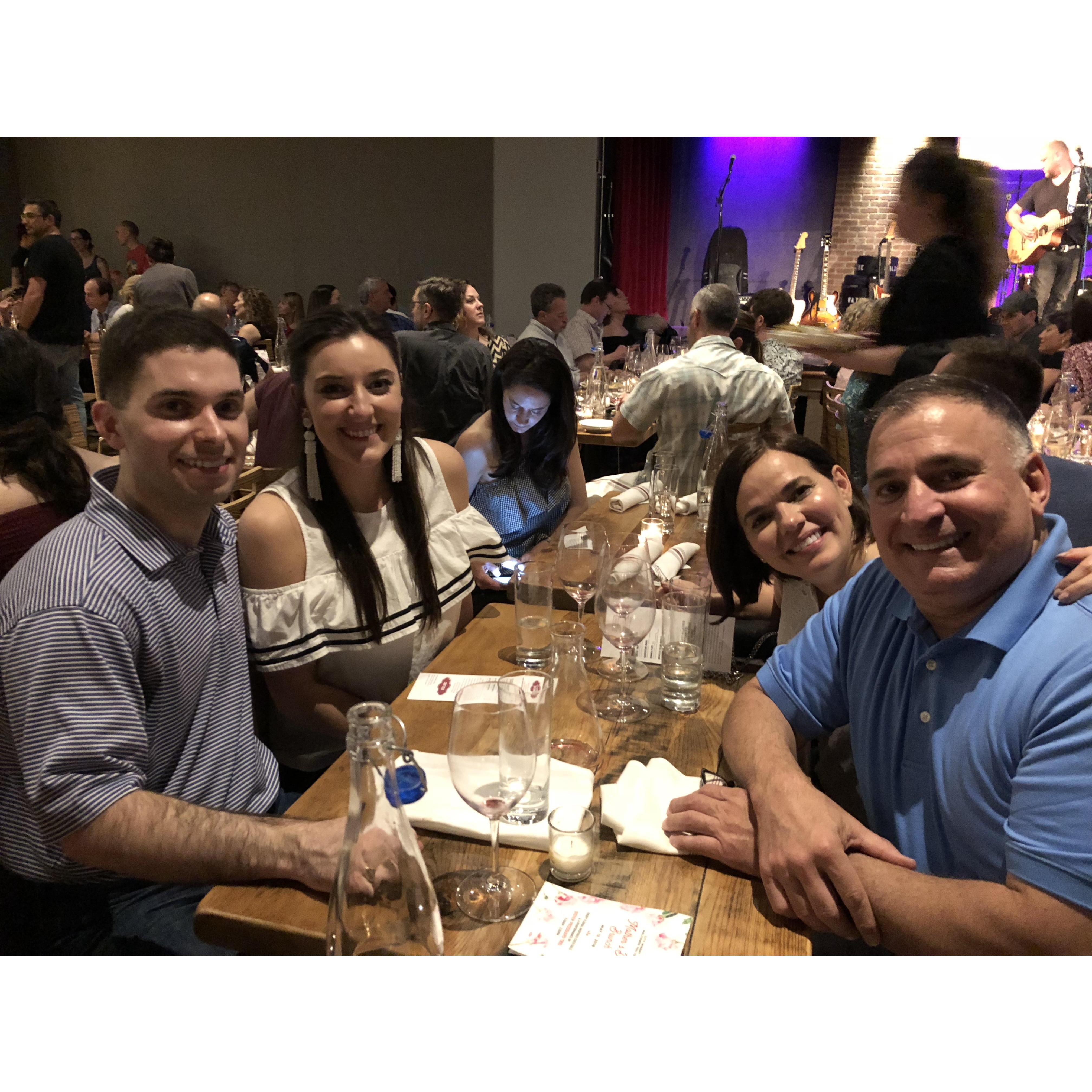 Corbett's Dad and Jacque visited DC! We are at City Winery for a Bob Schneider concert (one of our favorites)!