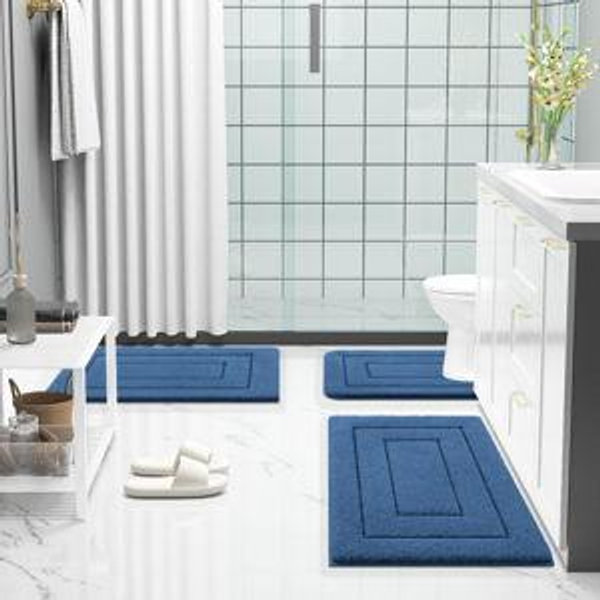 Buganda Bathroom Rugs, 30" x 20", Navy