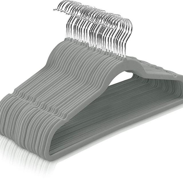 Utopia Home Premium Non Slip Velvet Hangers - Heavy Duty - Coat Suit Hangers (Grey, 50)