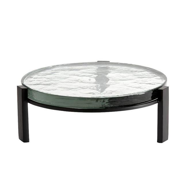 Slab Glass Round Pedestal - Small, Low 