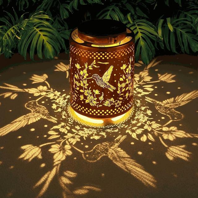 Hummingbird Solar Lanterns Garden Decor Birthday Mothers Day Gifts for Mom Women Metal Hanging Solar Lights Waterproof Outdoor Decoration for Outside LED Lanterns for Yard Lawn Patio Deals