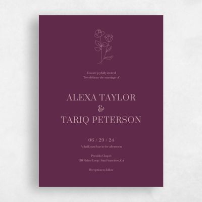 Plum, Purple Wedding Invitation - Maywood Stamp