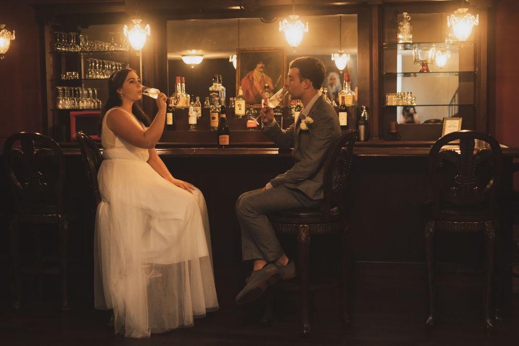 Maria and Burke love touring old mansions. They felt especially lucky to be able to celebrate their first wedding in a historic 1920’s mansion with a full speak easy in the basement!