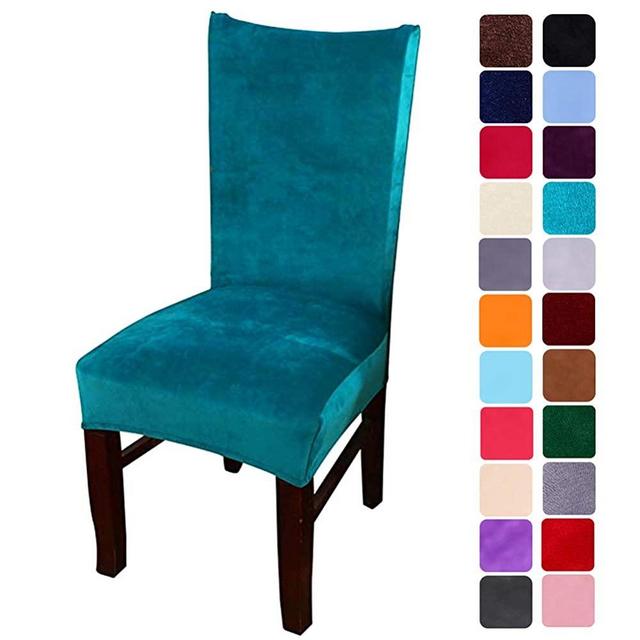 smiry Velvet Stretch Dining Room Chair Covers Soft Removable Dining Chair Slipcovers Set of 4, Peacock Green
