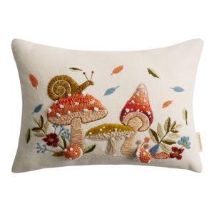 Embroidered Mushroom Throw Pillow