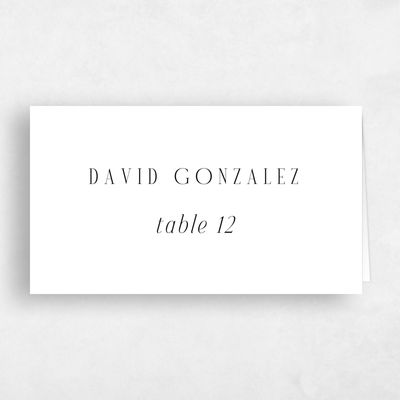 White Wedding Place Card - Melina