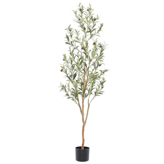 Bellacat Faux Olive Tree 5ft，Olive Trees Artificial Indoor with Natural Wood Trunk and Realistic Leaves and Fruits. 5 Feet(60in) Fake Olive Tree for Home House Office Décor.