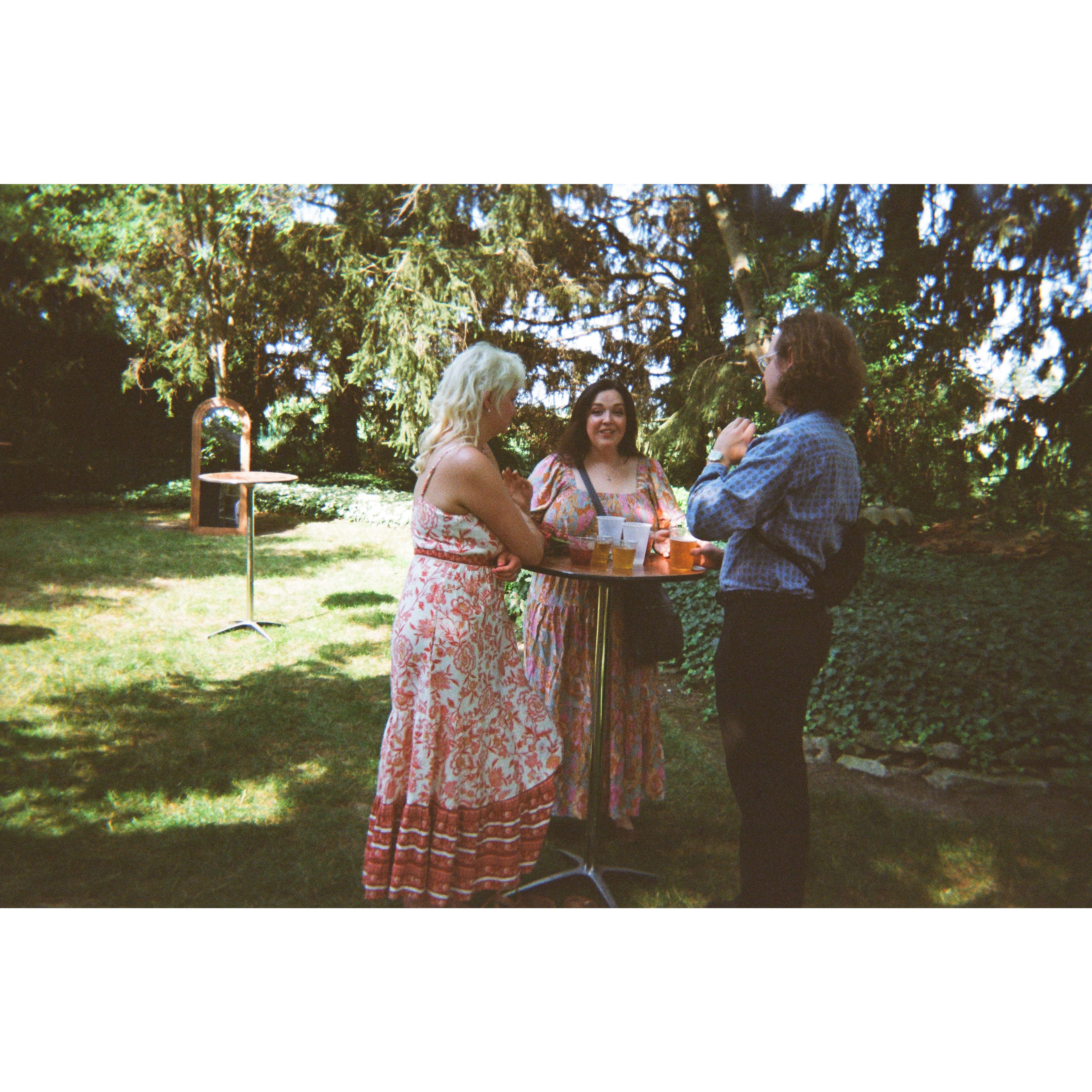Maddie, Jacob, and Auntie Wendy during cocktail hour! (35mm)