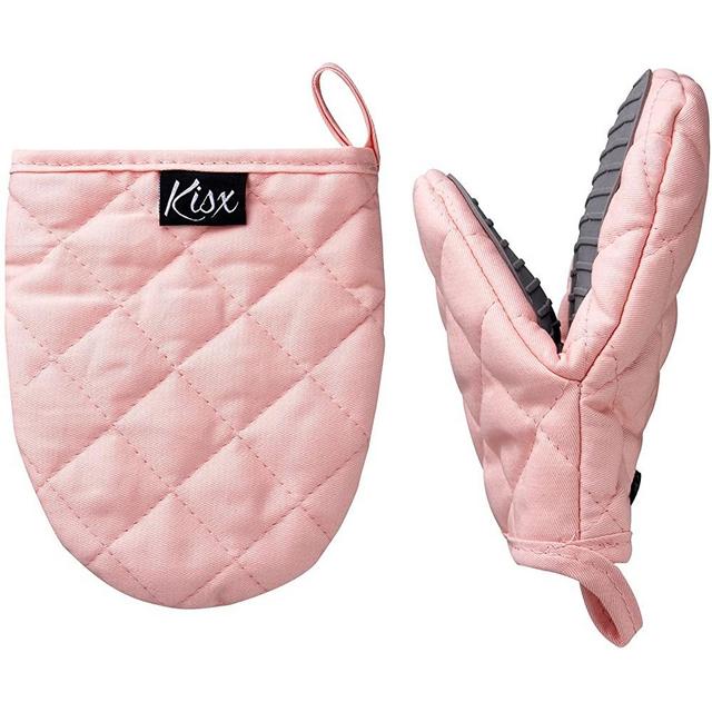 Oven Mitts Heat Resistant – (Pink Color) Mini Oven Mitts, Silicone Gloves Heat Resistant, Kitchen Gloves for Cooking, Silicone Oven Mitts & Pot Holders Sets, Kitchen Pot Holders & Oven Mitts Sets