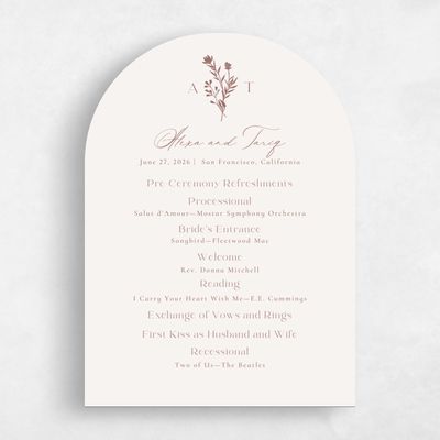 Brown Arch Wedding Program - Hazel