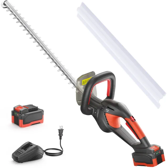 SUGIFT 20V Cordless Hedge Trimmer with 20.5" Dual-Action Blade, 4.0Ah Lithium Battery & Charger, 2400SPM Electric Bush Cutter with Rotating Handle