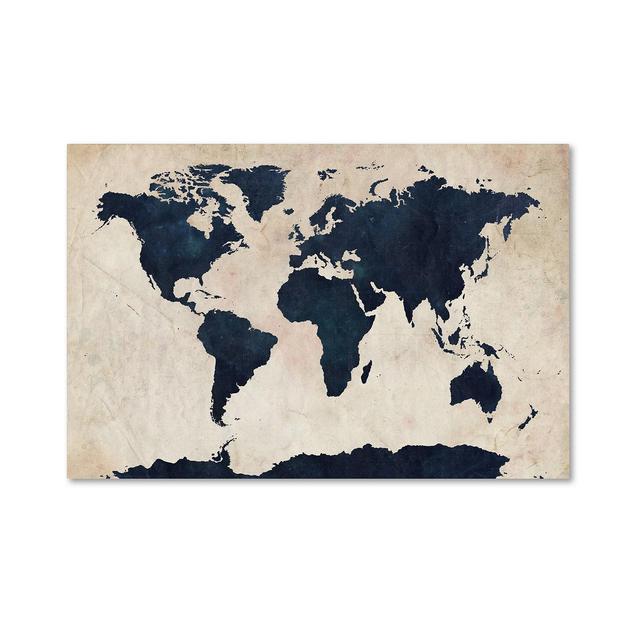 Michael Tompsett 'World Map -Navy' Canvas Art - 32" x 22"