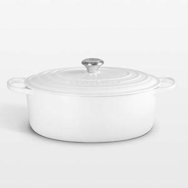 Le Creuset ® Signature 8-Qt. White Enameled Cast Iron Oval Dutch Oven in White | Crate & Barrel