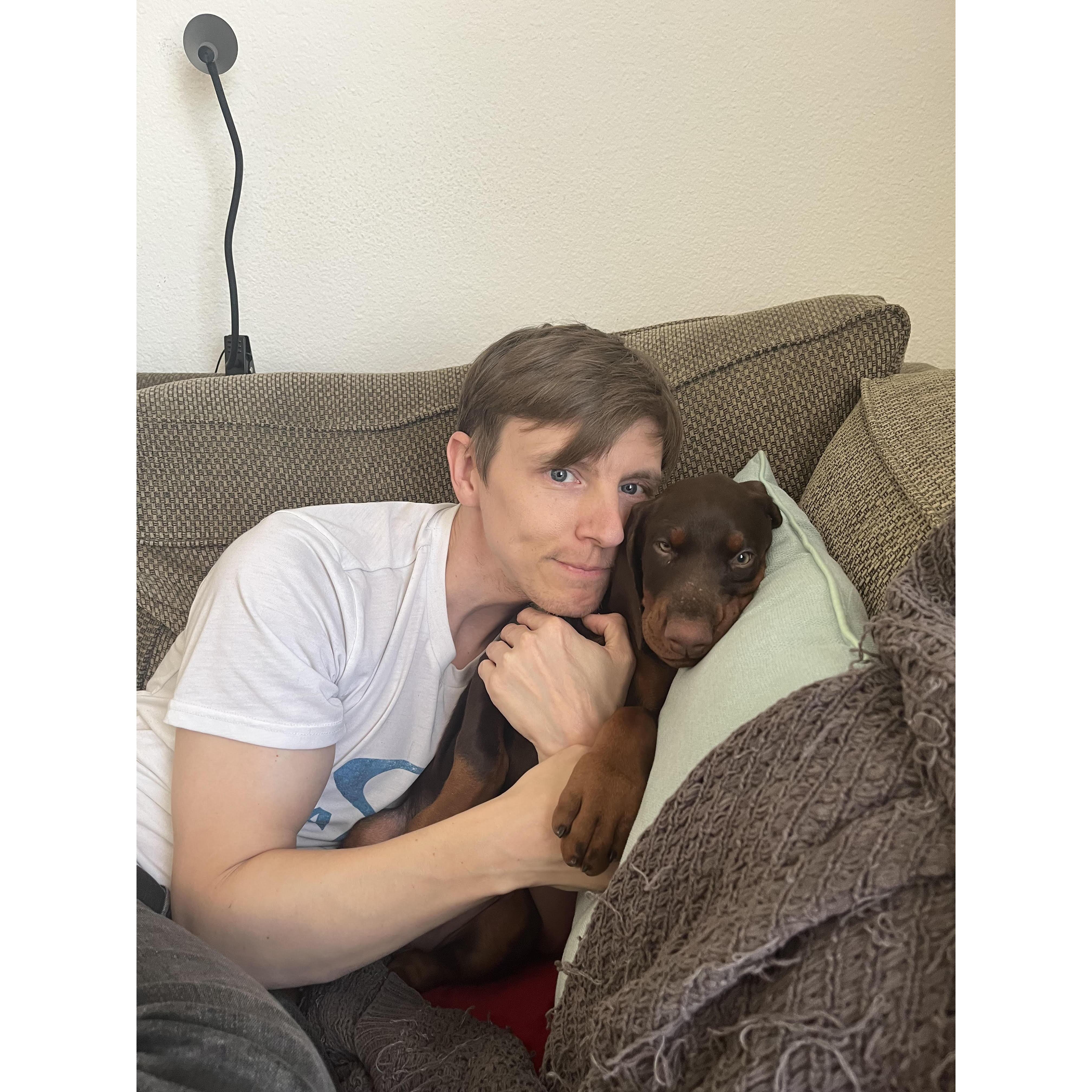 Their first dog, Shela, unexpectedly passed away shortly after Tyler and Rachel got engaged. Some time later, they welcomed Iris to their family.