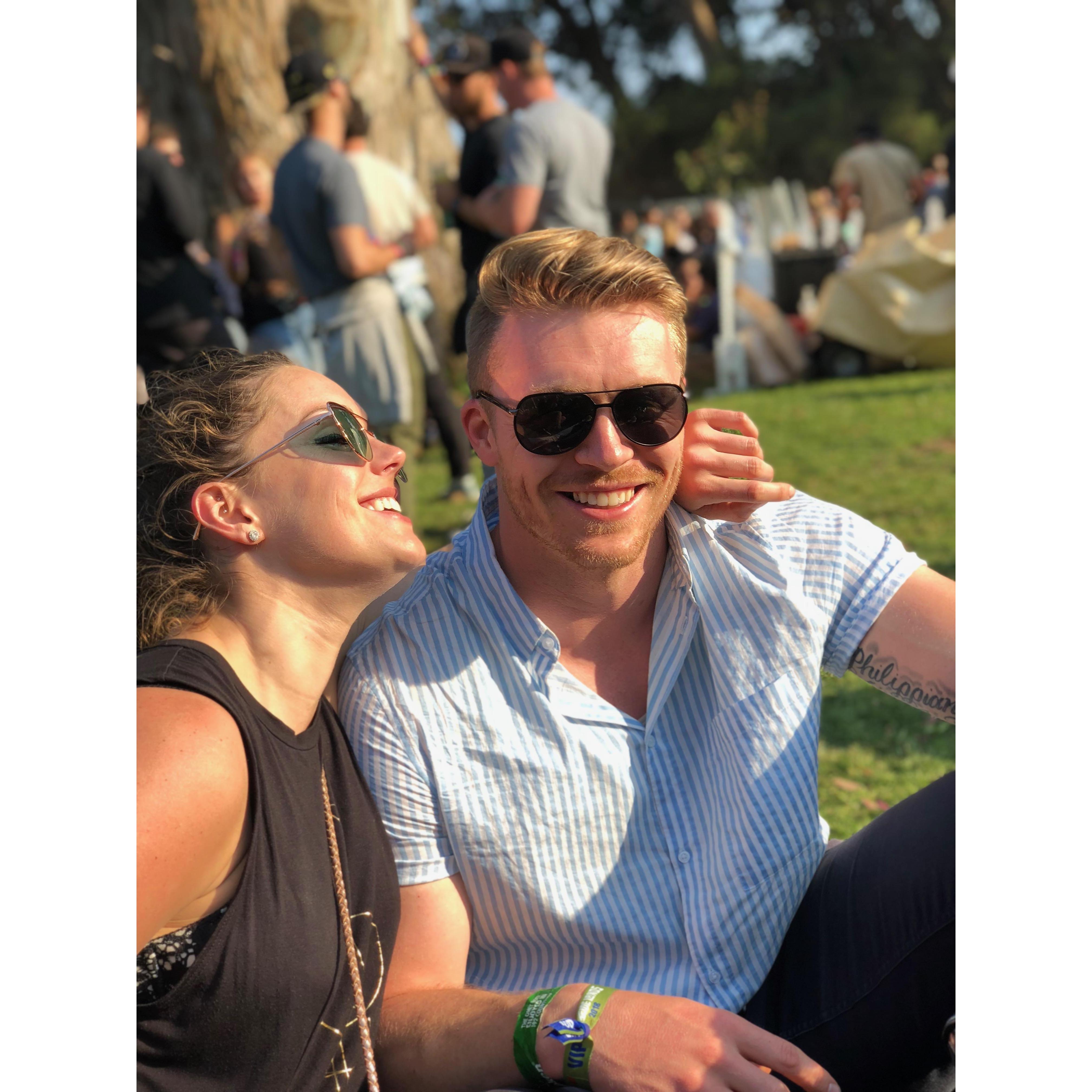 Having a giggle at Outside Lands Music Festival in San Francisco.