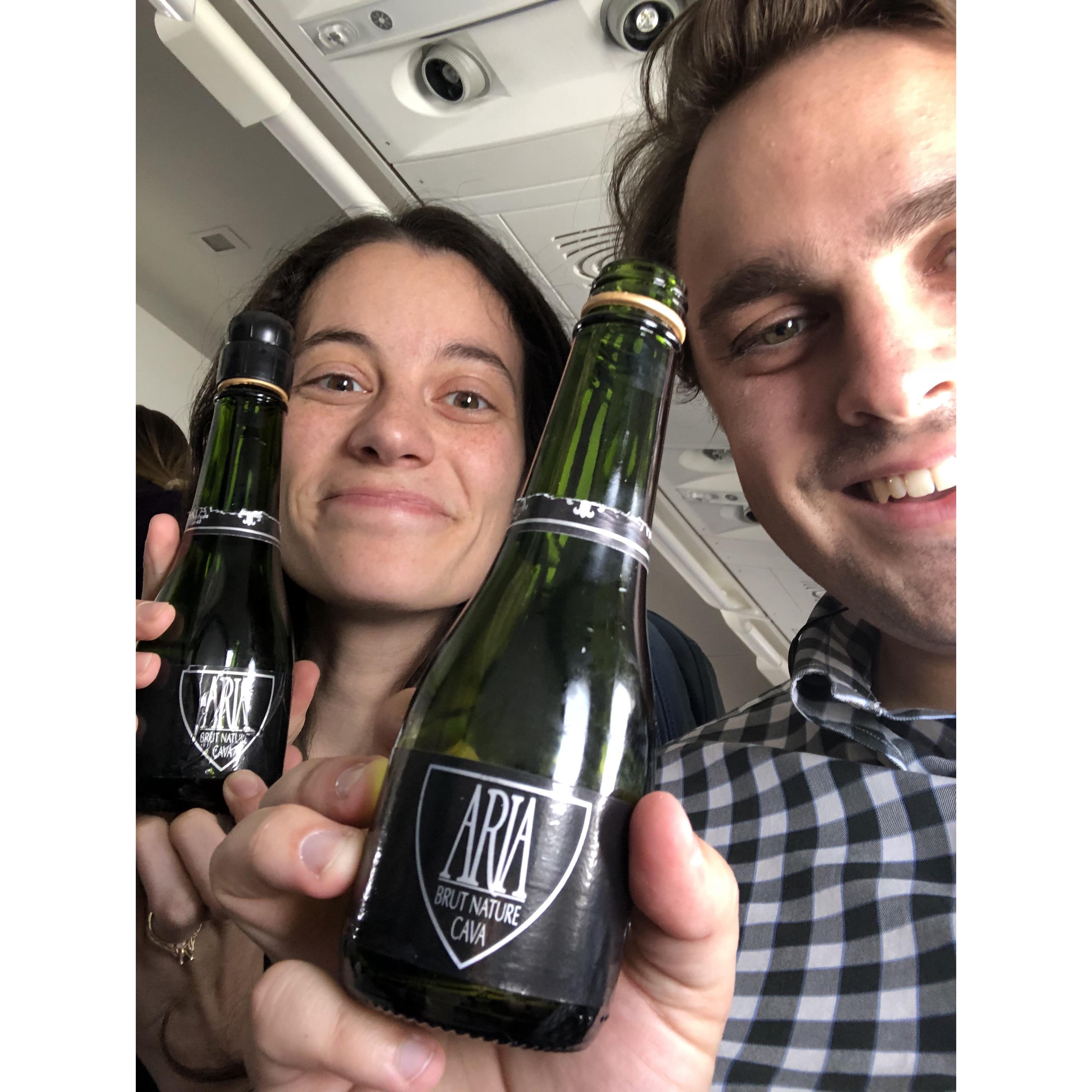 Flying to Detroit the weekend after our engagement -- poppin' champagne! 2018