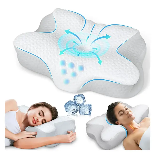 Zibroges Memory Foam Neck Pillow for Pain Relief - Cooling Ergonomic Design for Side, Back, and Stomach Sleepers | Orthopedic Support for Better Sleep
