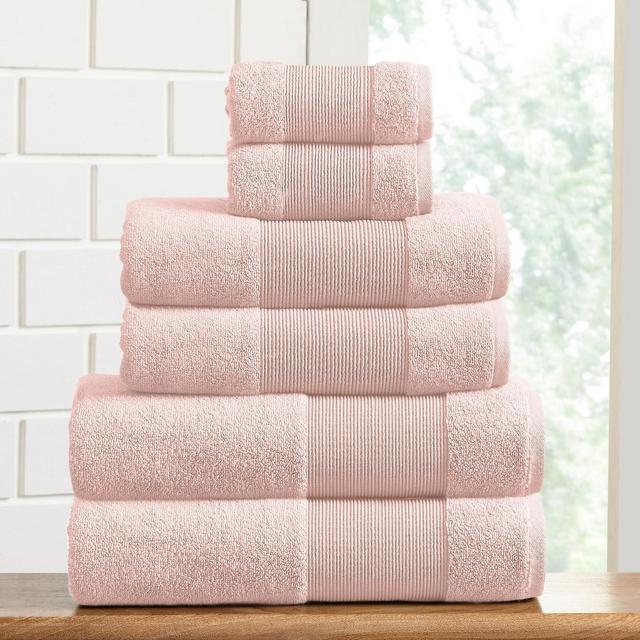 Modern Threads AirCloud 100% Cotton 6-Piece Towel Set, Peachy Blush