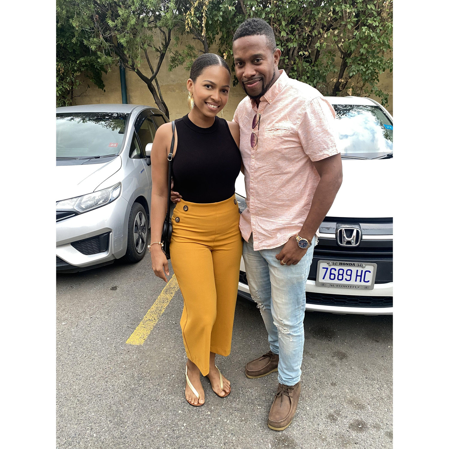 "Parked in love, cruising through life together. 🚗❤️ #DriveTogetherStayTogether"