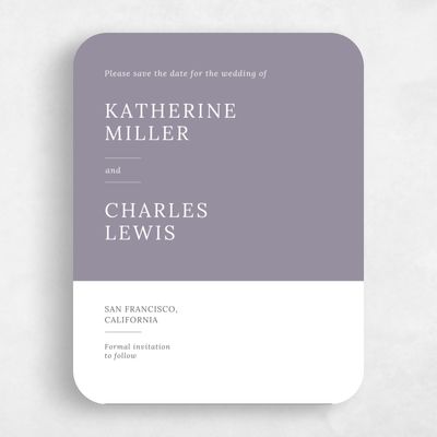 Purple Rounded Wedding Save the Date - Stevens Border