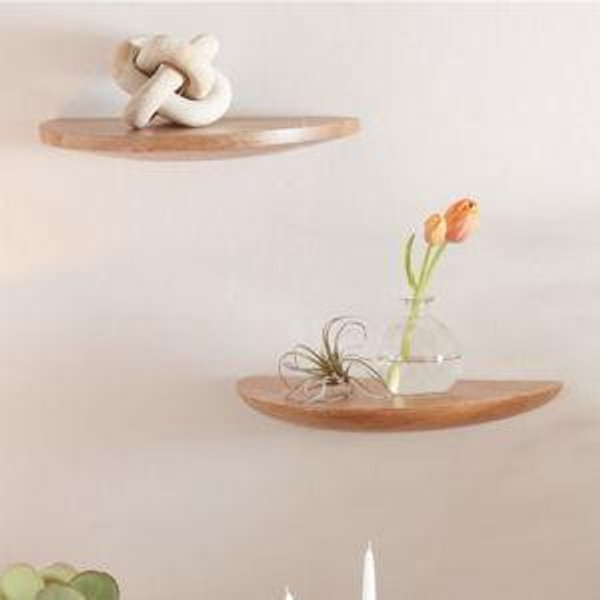 Natural Wood Half Circle Wall Shelves 2 Pack - World Market