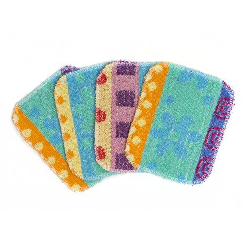 Paperless Kitchen Set of 4 Premium Dish Wash Scrubs – Sponge Scour Pads Made of 100% Natural Organic Fibers W/Non-Toxic Coat – Non-Scratch Surface – 5” x 6.5” – Ideal for Kitchen, Bathroom Cleaning