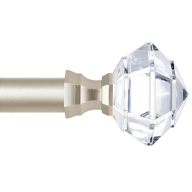 TONIAL Curtain Rods for Windows 48 to 84 Inch, Telescoping Splicing 3/4 Single Rods for Windows Decorative Drapery Rod 32 to 86 (2.6-4.8ft) with Acrylic Diamond Finial, Champagne Gold