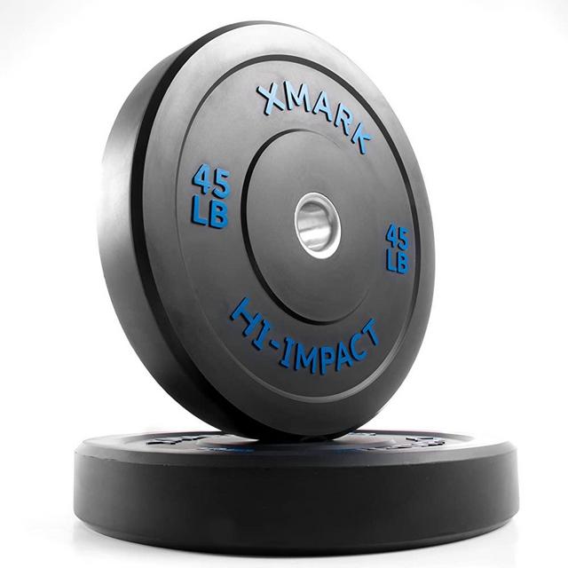 XMark Hi-Impact Bumper Plate Weight Plate for Olympic Barbell, Strength Training Bumpers for Home, School Weight Rooms, and Club Gyms