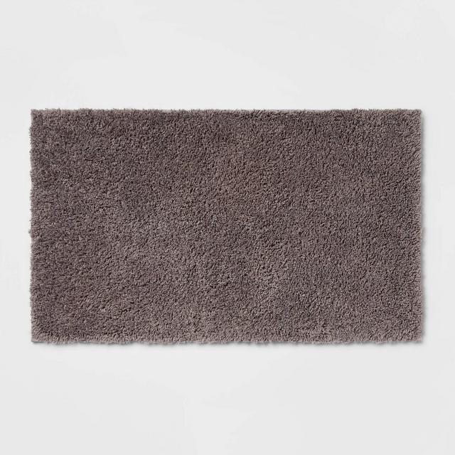20"x34" Antimicrobial Bath Rug Dark Gray - Total Fresh