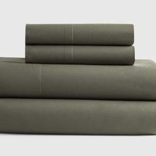 Classic Organic Percale Sheet Set Dusty Olive- Cal King