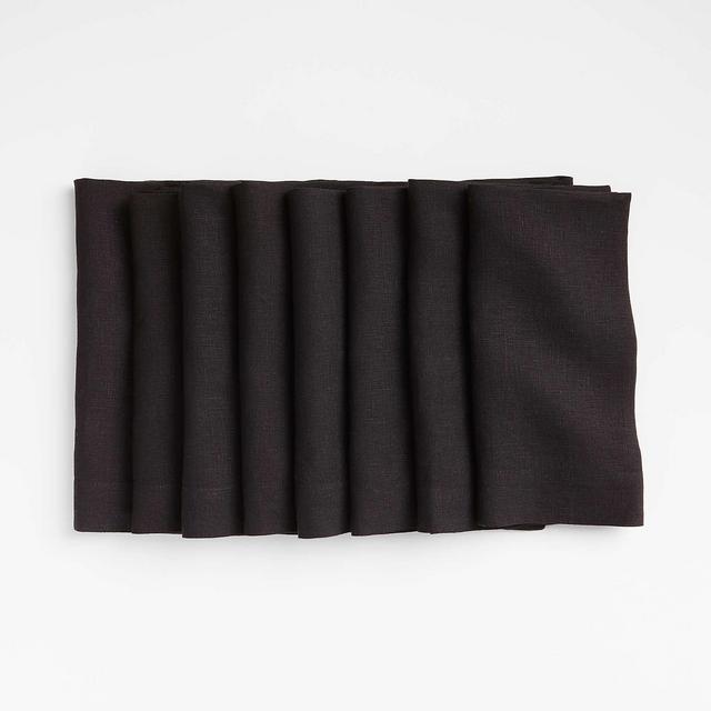 Marin Black Organic Cotton Linen Napkins, Set of 8