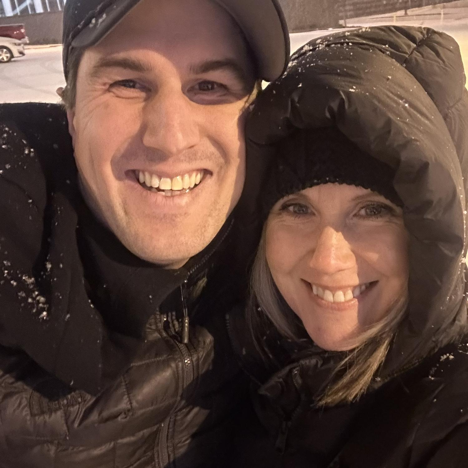 Snowy night in Downtown Nashville.  The city was so beautiful.