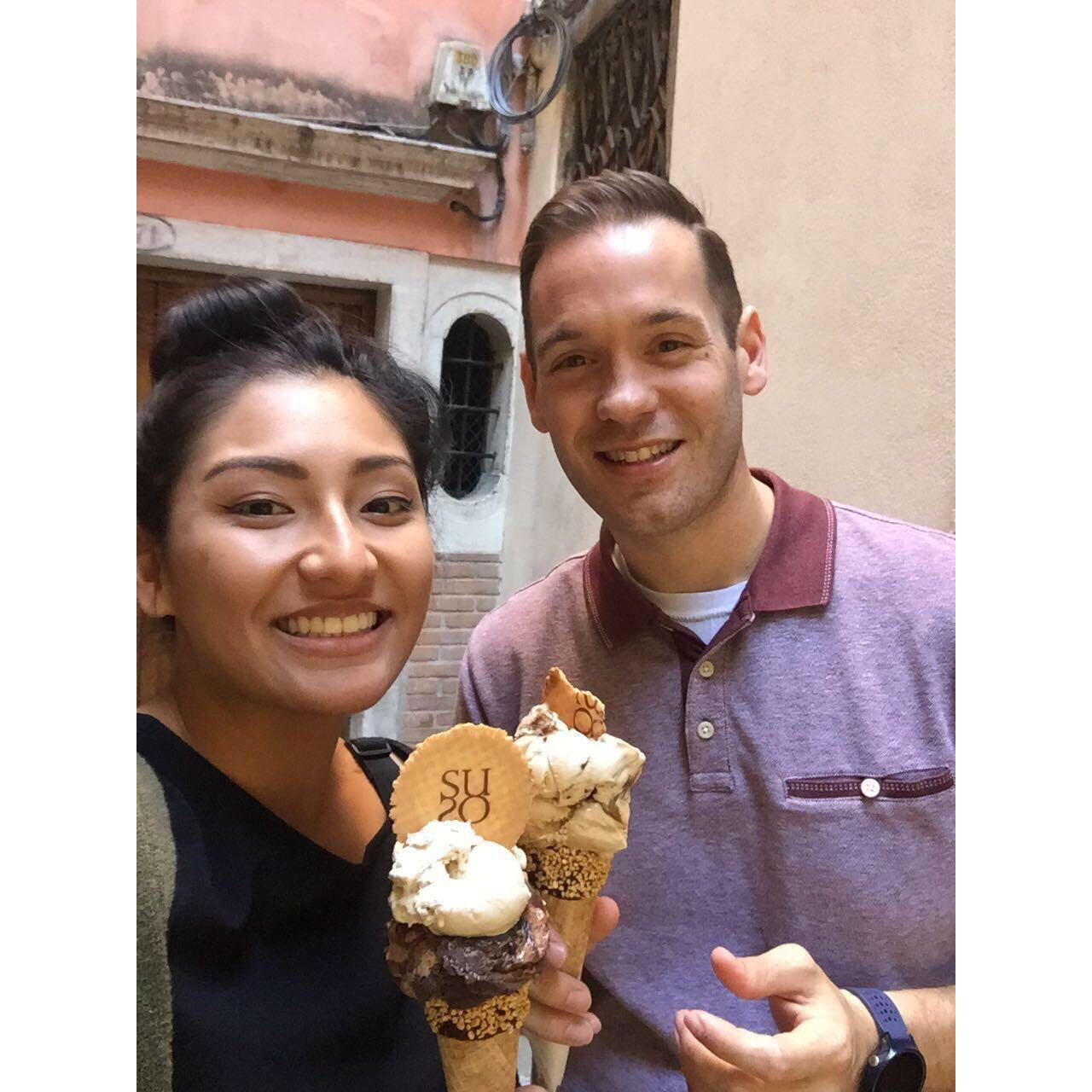 Tasting the local cuisine in Florence, Italy.