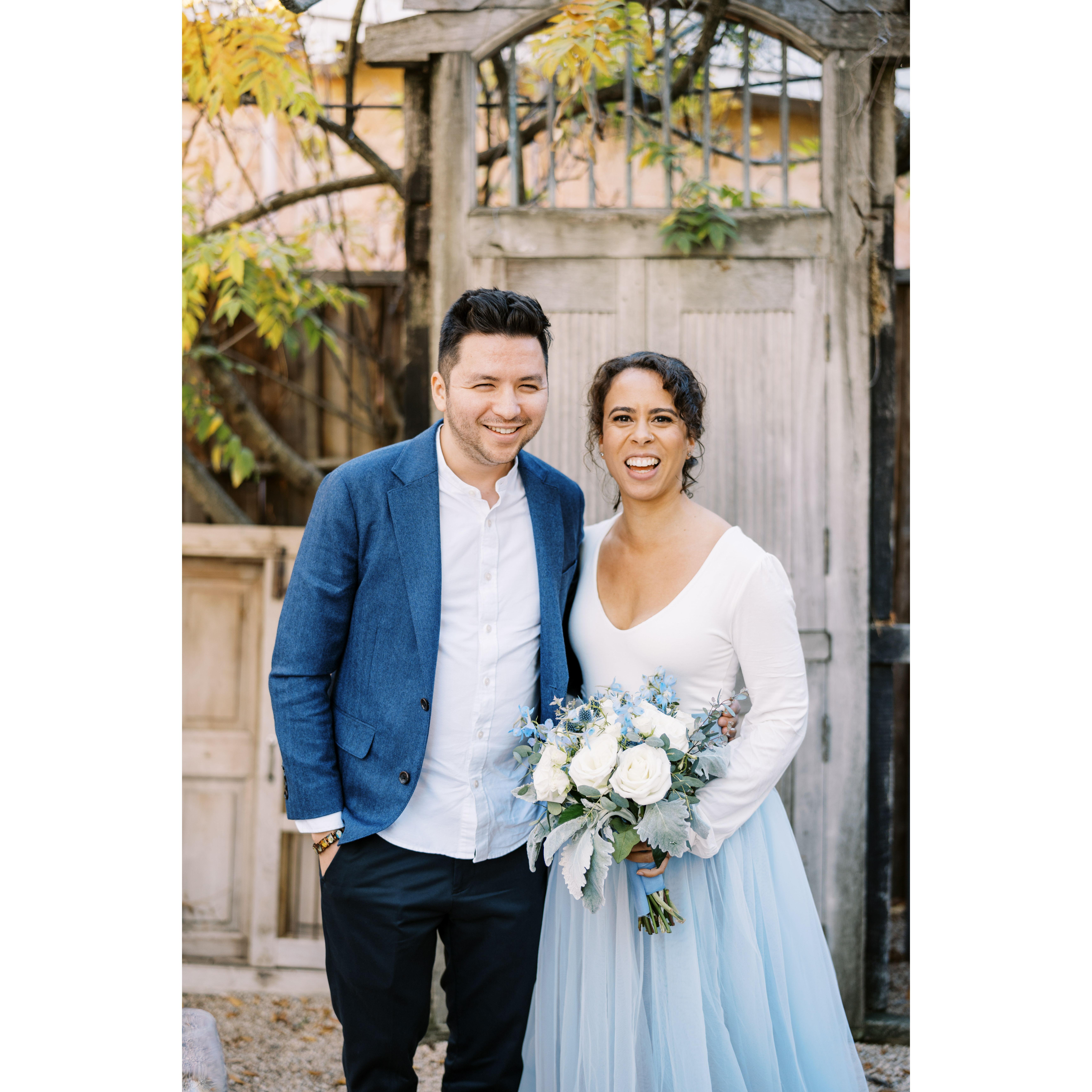 at our wedding venue, Corkscrew Cafe, Carmel Valley, CA