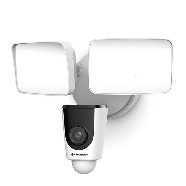 Amcrest Floodlight Camera, Smart Home 1080P Security Outdoor Camera Wireless WiFi with Flood Light, Built-in Siren Alarm, Two-Way Audio, 114° View, IP65 Waterproof, MicroSD & Cloud Storage, ASH26-W