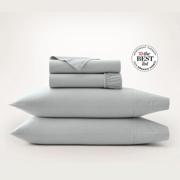 Percale Hemmed Sheet Set -Shore- King with King Pillowcases