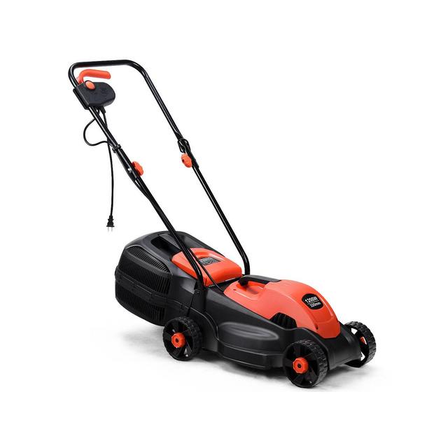 Costway 12 Amp 14-Inch Electric Push Lawn Corded Mower With Grass Bag Red