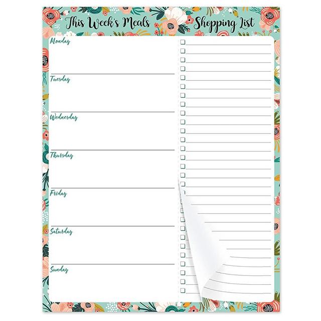 Weekly Meal Planner - Grocery List Magnetic Notepads 7" x 9" Meal Planning Pad with Tear Off Shopping List for Convenient Shopping - Notepad with Magnet for Refrigerator or Desk