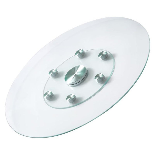 VEVOR 30 in Glass Lazy Susan Turntable, Tempered Glass Dining Table Centerpiece with 6 Rotating Wheels, 360° Smooth and Silent Spin Tabletop Rotating Tray, for Family Gatherings, Banquets & Weddings