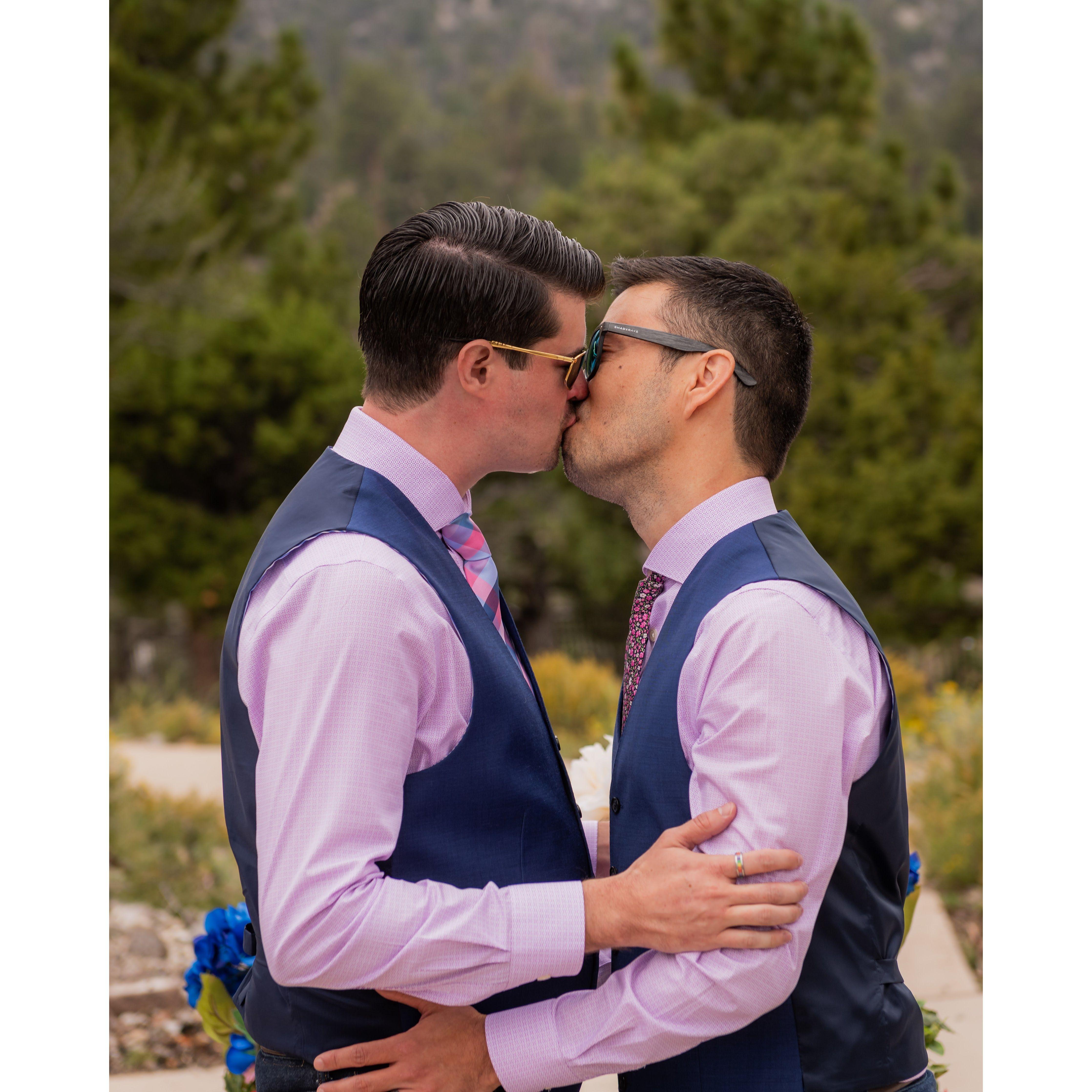 Our first kiss as a married couple.